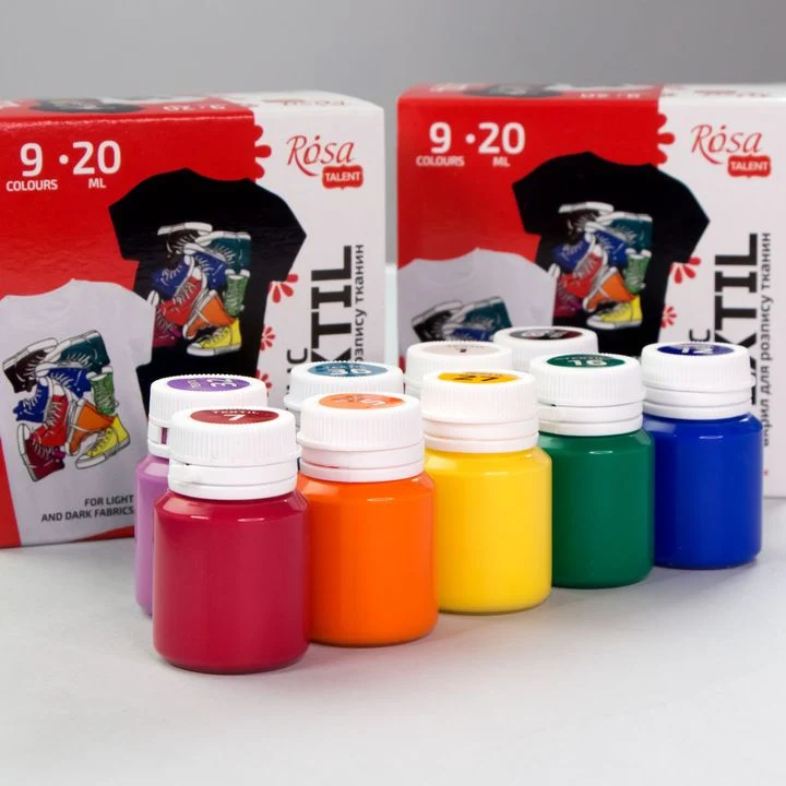 ROSA STYLE TALENT Acrylic Fabric Paint Set, 9 x 20 ml