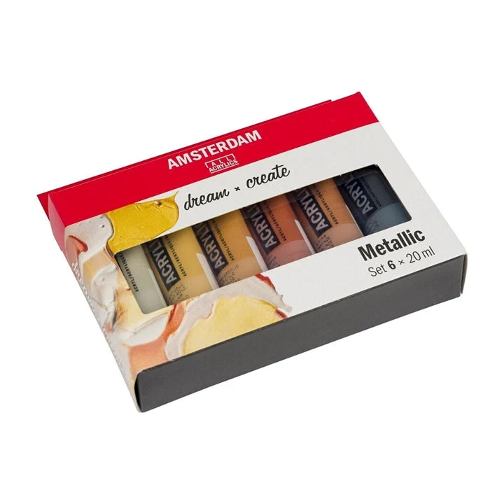 AMSTERDAM Set of Acrylic Paints Dream and Create Metallic, 6 x 20 ml