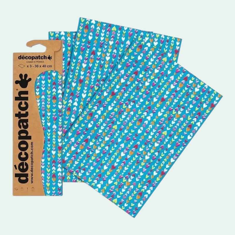 Décopatch Decopatch-Papier 3St 30x40cm Herzen farbig