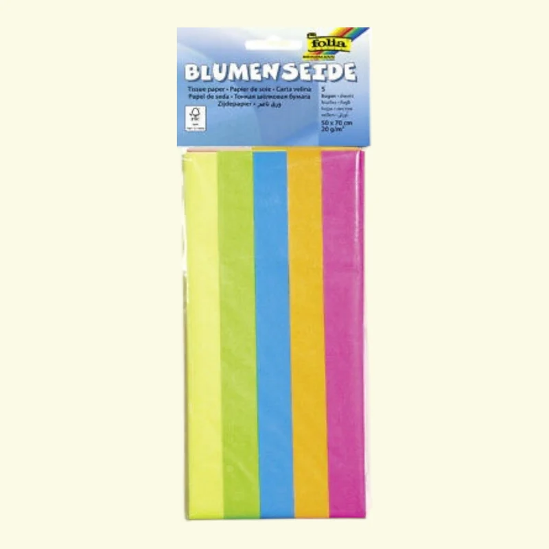 Folia Seidenpapier Mix Neon 50x70 cm – 5 Bögen