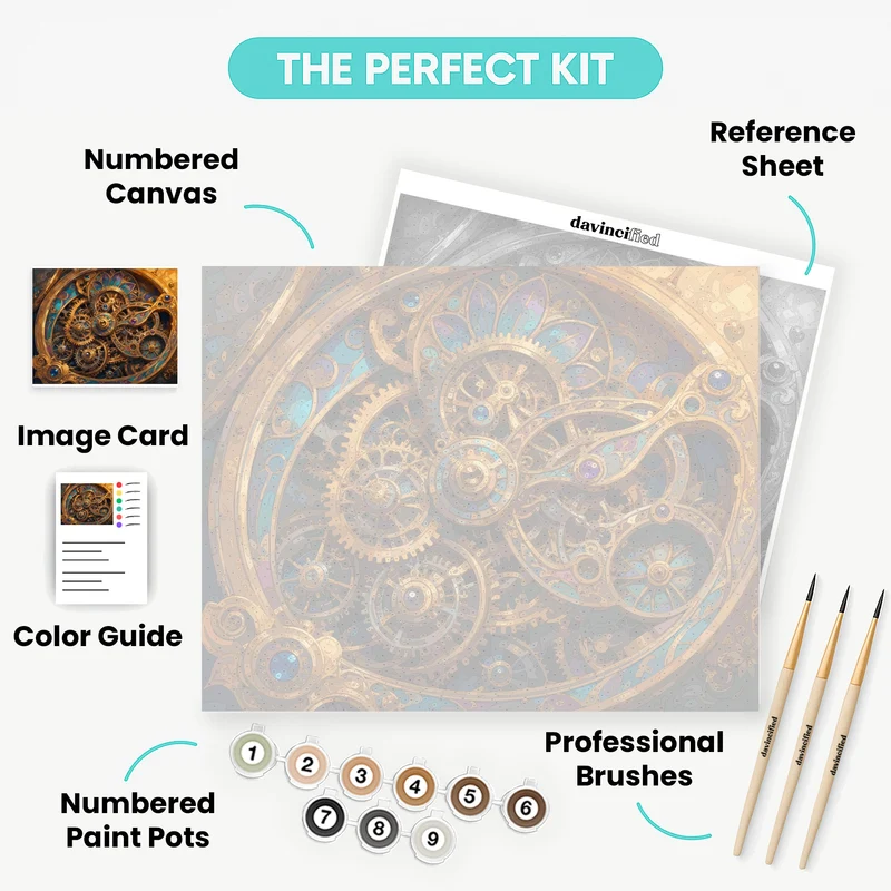 Golden Gears Mandala - Paint by Numbers Kit