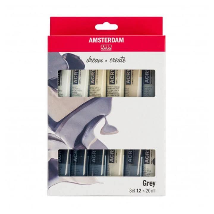AMSTERDAM Dream and Create Gray Acrylic Paint Set, 12 x 20 ml