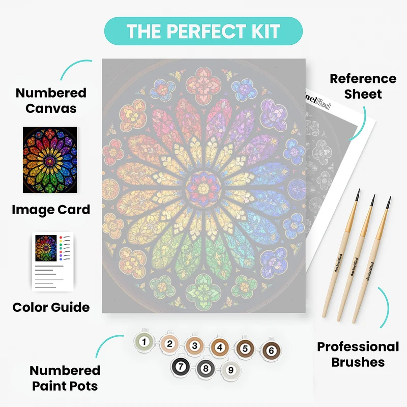 Rainbow Rose Window - Paint by Numbers Kit