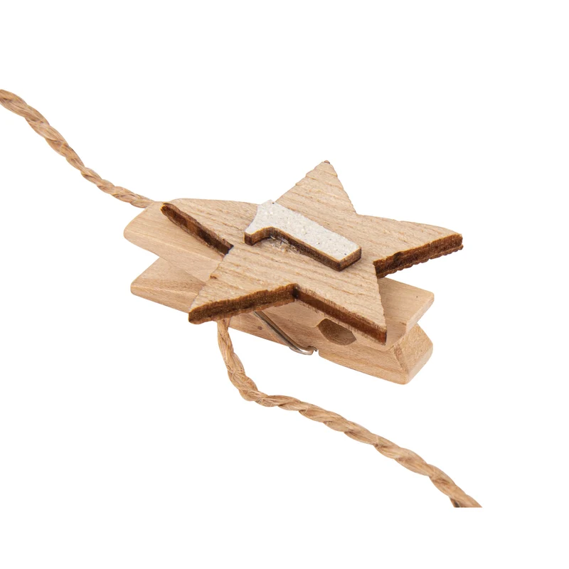 Adventskalender-Zahlen 1-24 auf Stern und Klammer