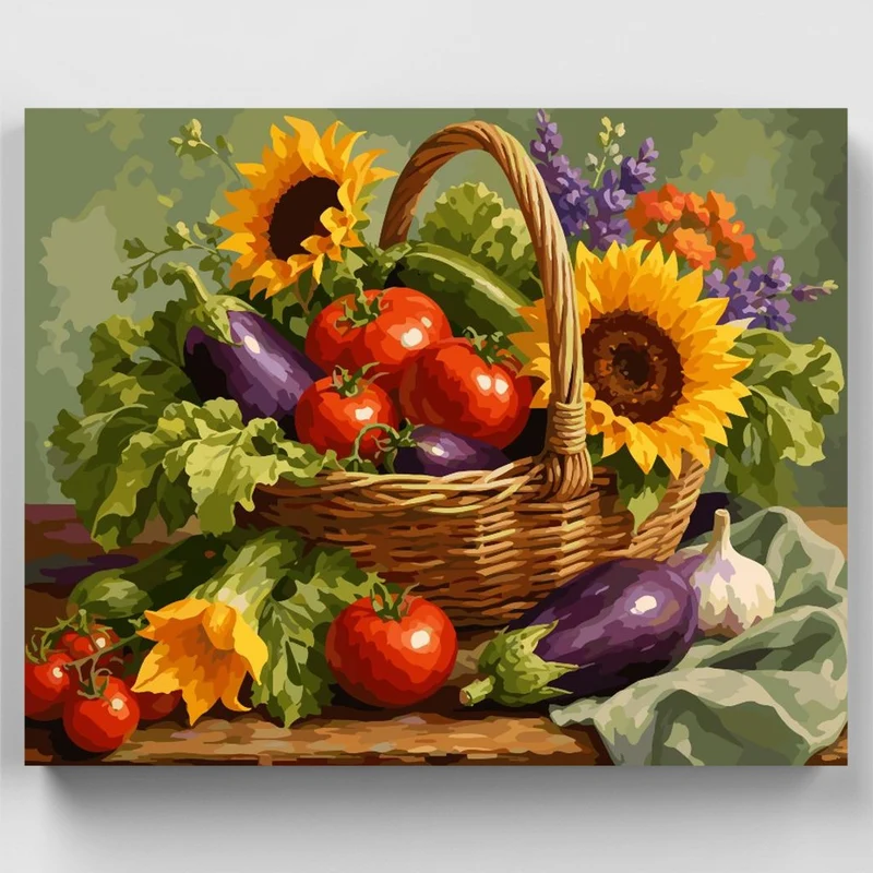 Sunflower Harvest Basket - Paint by Numbers Kit