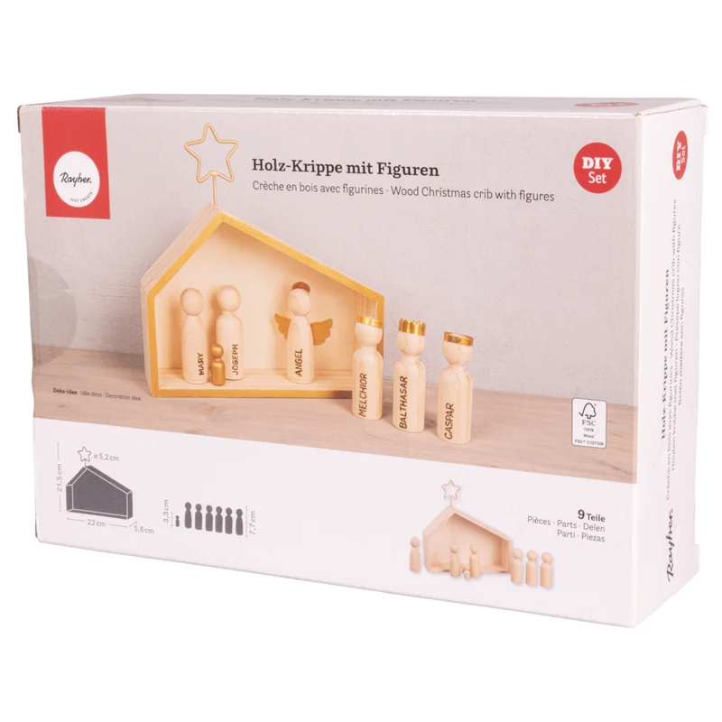 Holz-Krippe mit Figuren