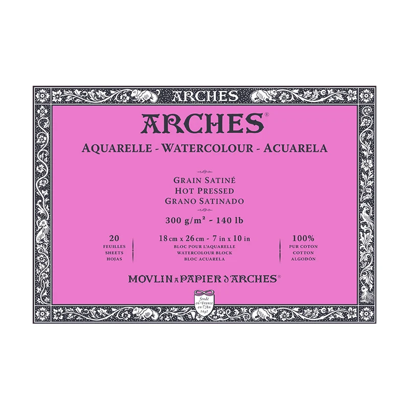 ARCHES Aquarellblock satiniert Naturweiß 300 g/m² – 20 Blatt
