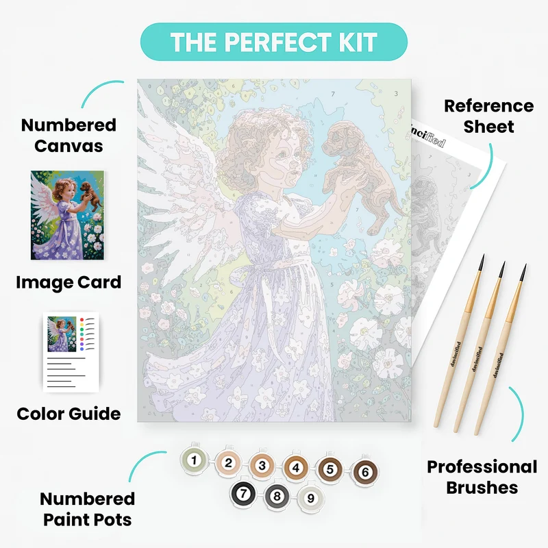 Angel with Puppy - Paint by Numbers Kit