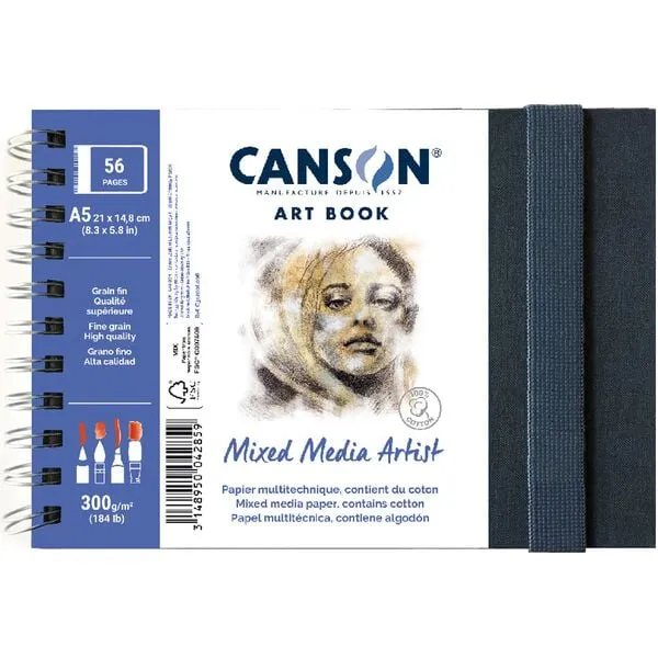 Μπλοκ σχεδίου CANSON Mix Media Art Book 300 g 56 φύλλα 14 x 21 cm με σκληρό εξώφυλλο