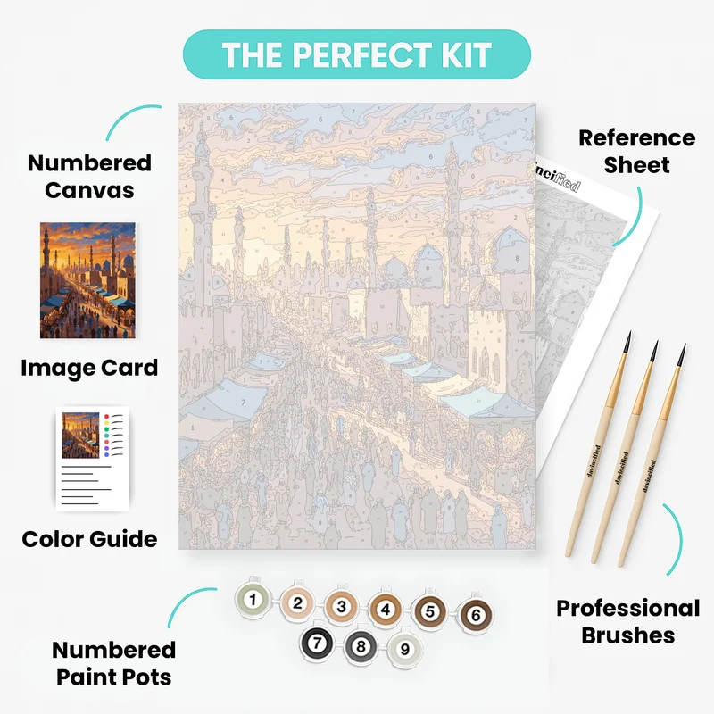 Islamic Marketplace at Sunset - Paint by Numbers Kit