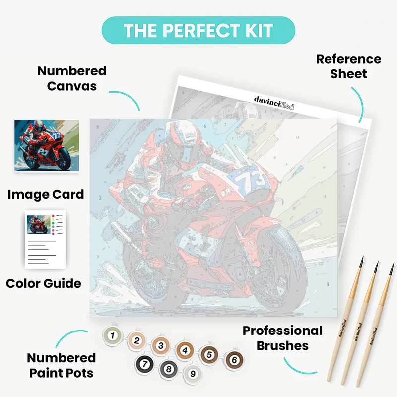 Dynamic Motorcycle Racer - Paint by Numbers Kit
