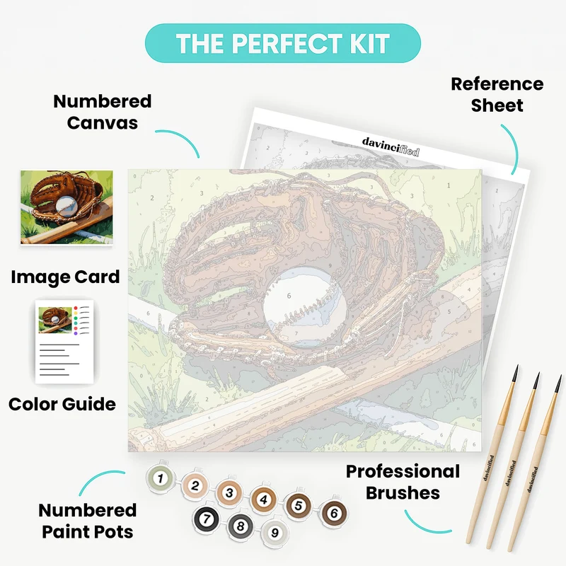 Baseball Glove and Bat - Paint by Numbers Kit