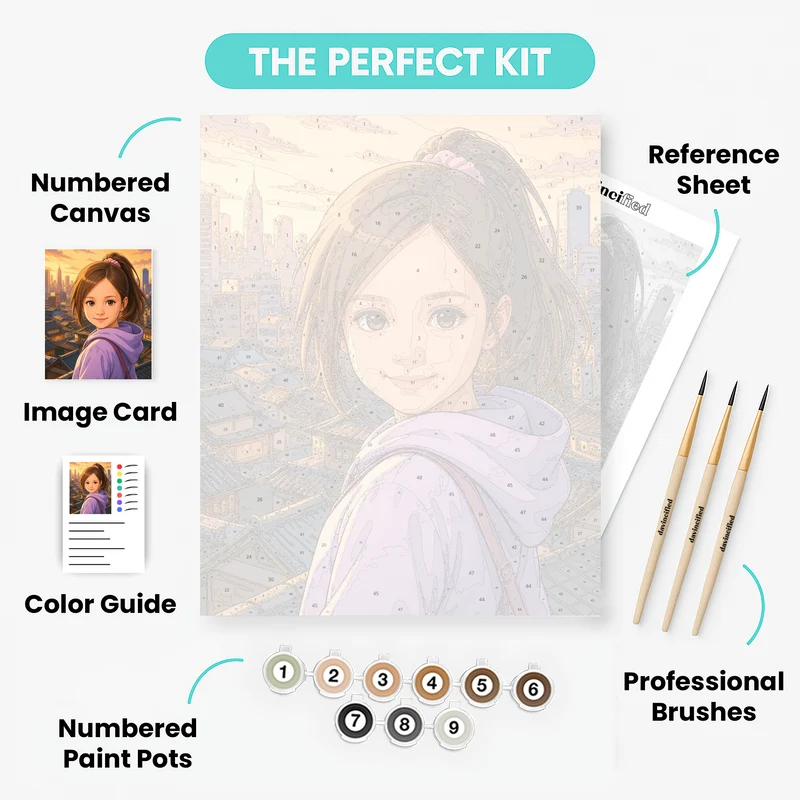 Modern Asian City Girl - Custom Paint by Numbers Kit
