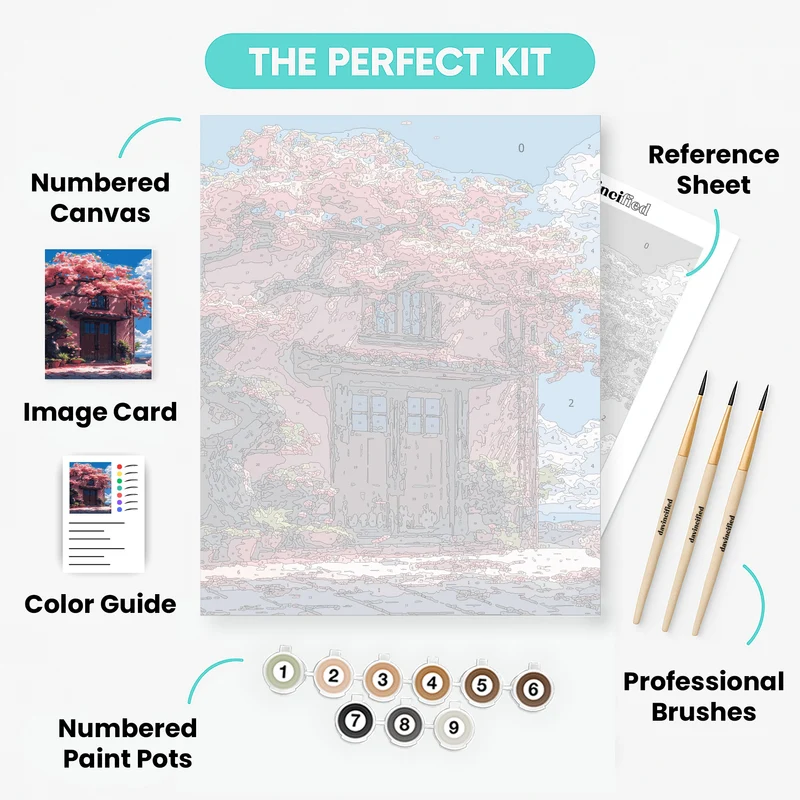 Cherry Blossom House - Paint by Numbers Kit