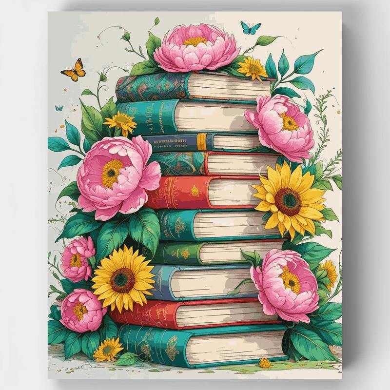Enchanted Library Blooms - Paint by Numbers Kit