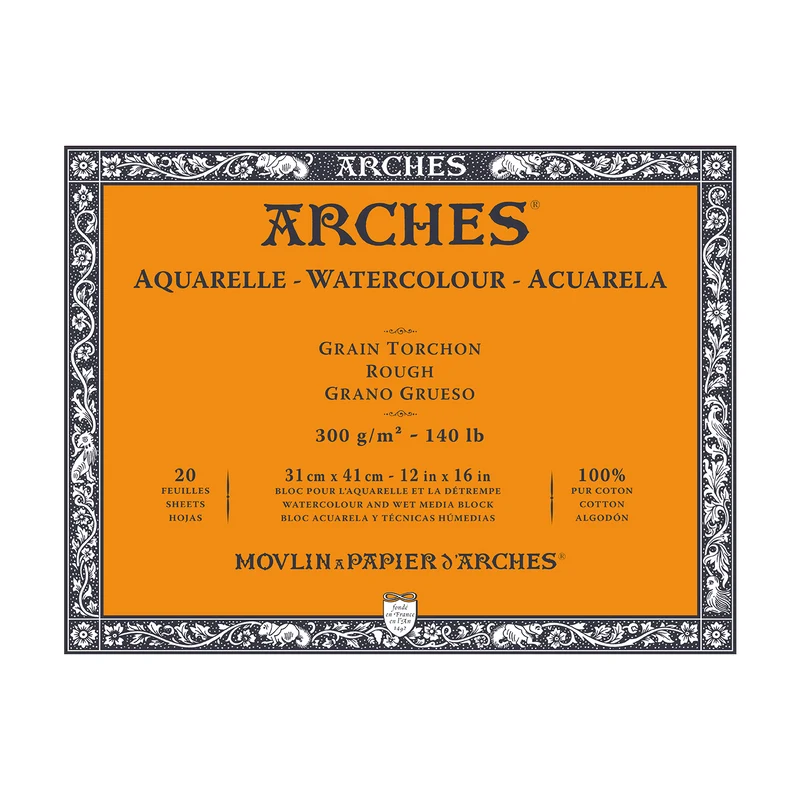 ARCHES акварелен блок Rough натурално бял 300 g/m² 10 – 31 cm - 20 листа