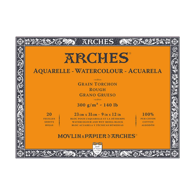 ARCHES акварелен блок Rough натурално бял 300 g/m² 10 – 31 cm - 20 листа