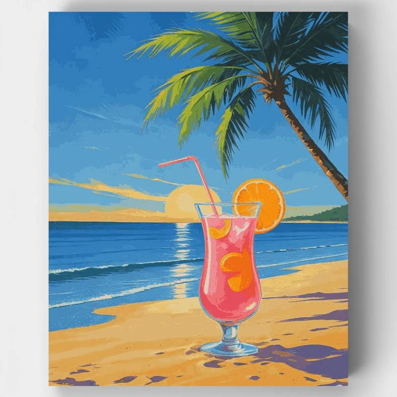 Tropical Sunset Cocktail - Paint by Numbers Kit