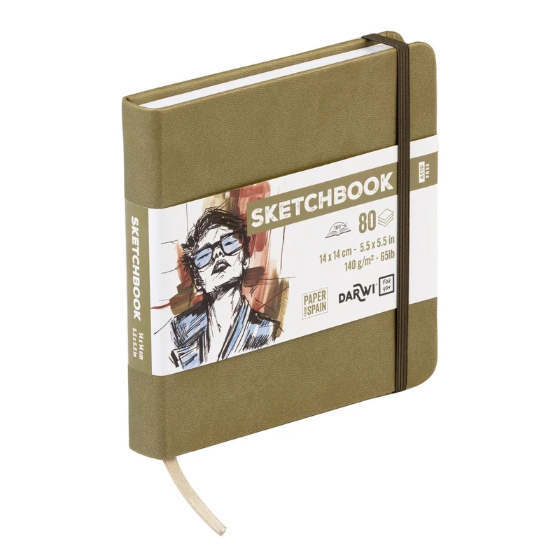Blok za skiciranje DARWI Khaki 14 x 14 cm, 140 g, 80 listova