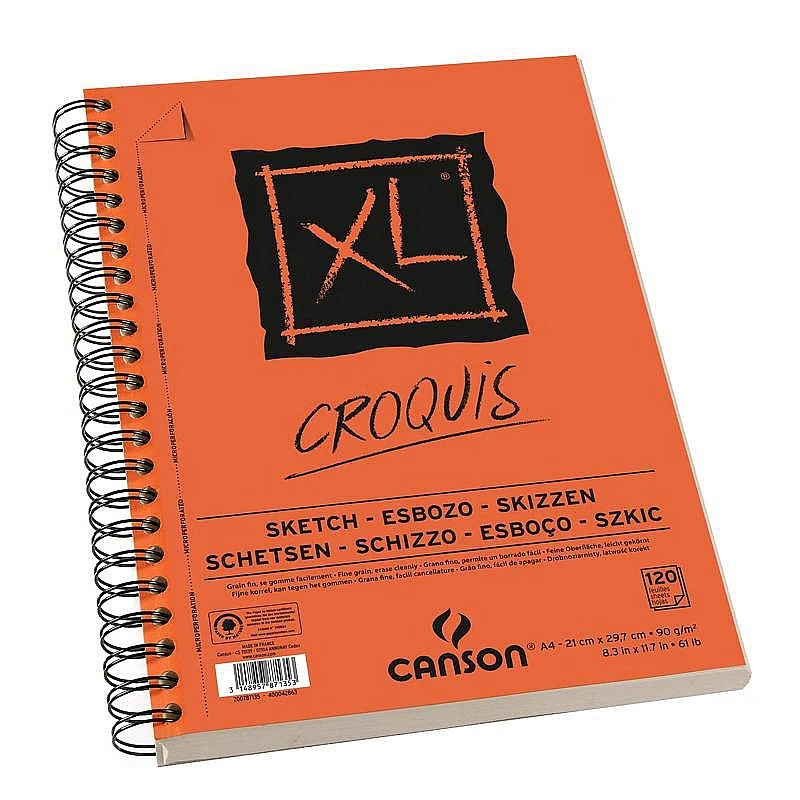 Skicirka CANSON XL Croquis A5, 90 g/m², 60 listov, stranska spirala