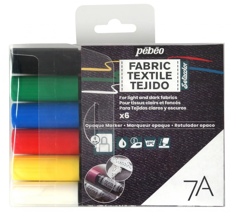 Pebeo set di pennarelli per tessuti Setacolor 6 pz CLASSIC