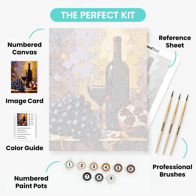 Wine and Pomegranate Still Life - Paint by Numbers Kit