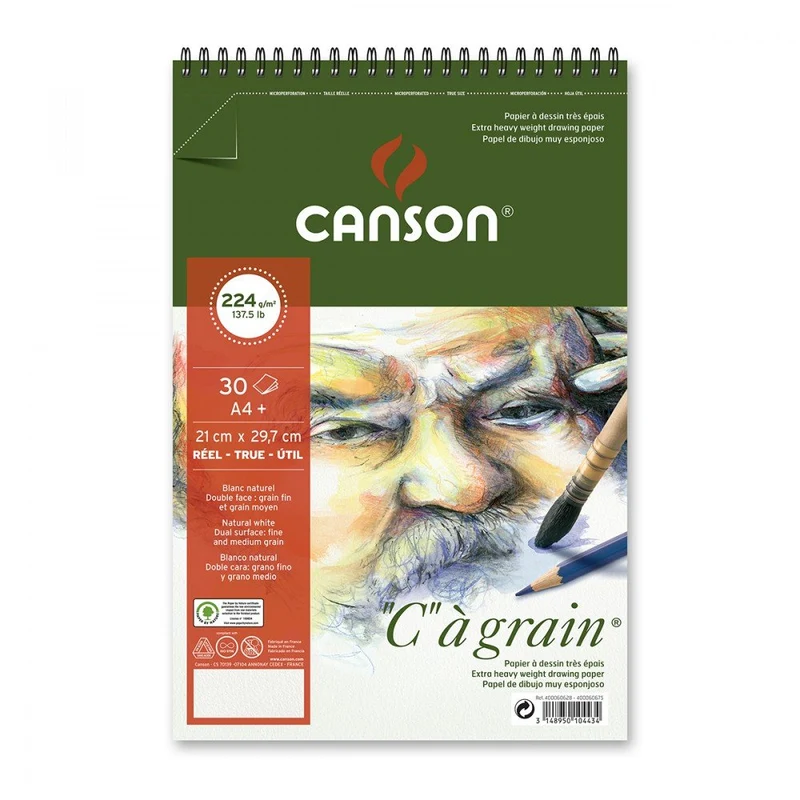 Skicirka CANSON C a grain 224 g/m² A5, 30 listov, spiralna vezava