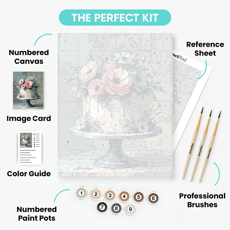 Elegant Floral Cake - Paint by Numbers Kit