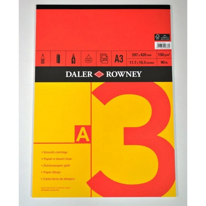 DALER ROWNEY Red & Yellow skicirni blok A3 150 g 25 listov lepljen