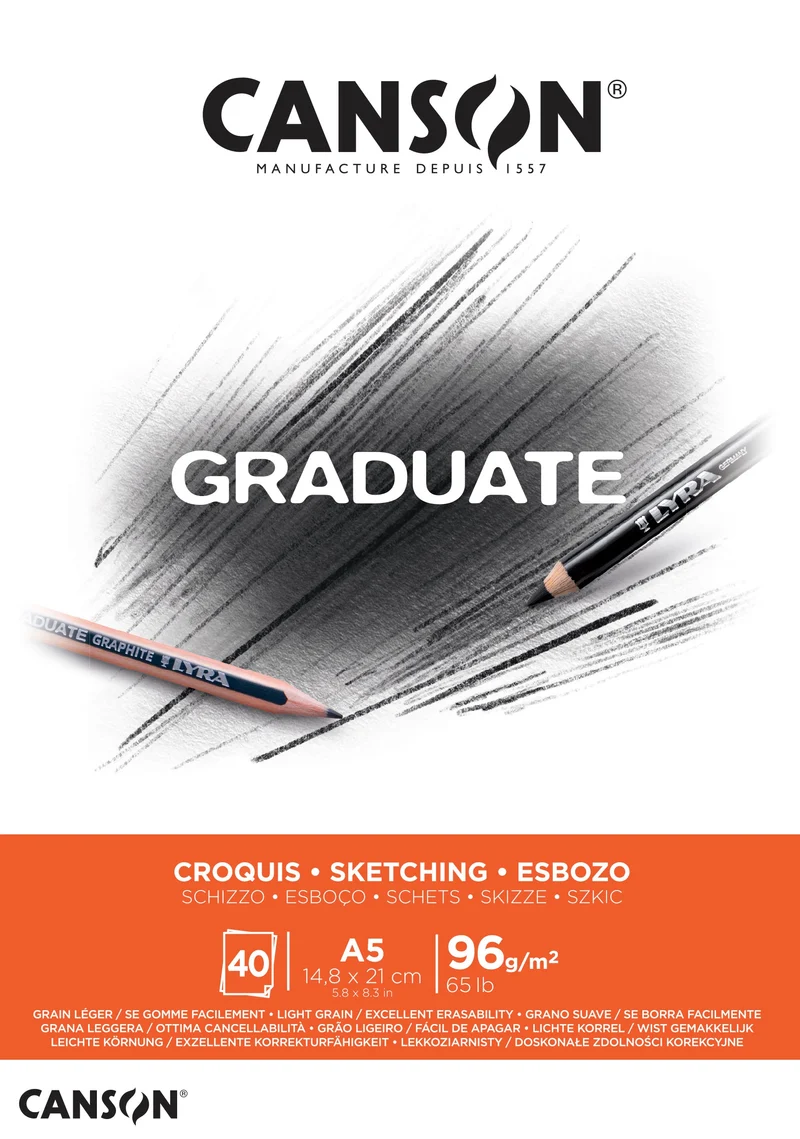 CANSON Graduate skicár 96 g/m², 40 listov, A5, lepený
