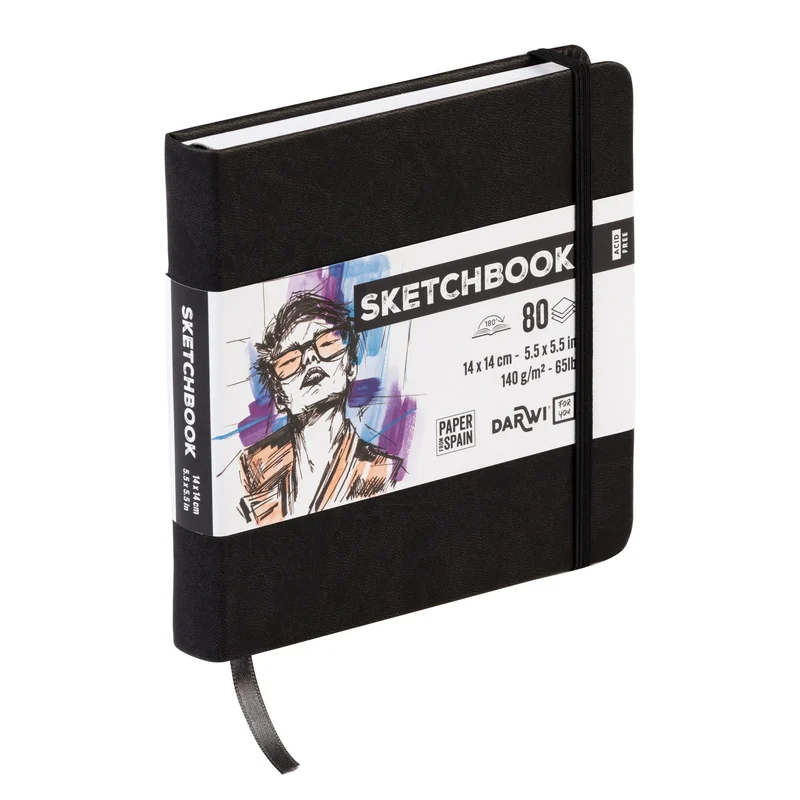 DARWI blocco da schizzi Black 14 x 14 cm, 140 g/m2, 80 fogli