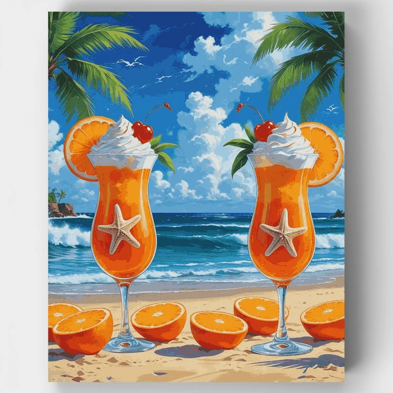Tropical Beach Mocktails - Paint by Numbers Kit