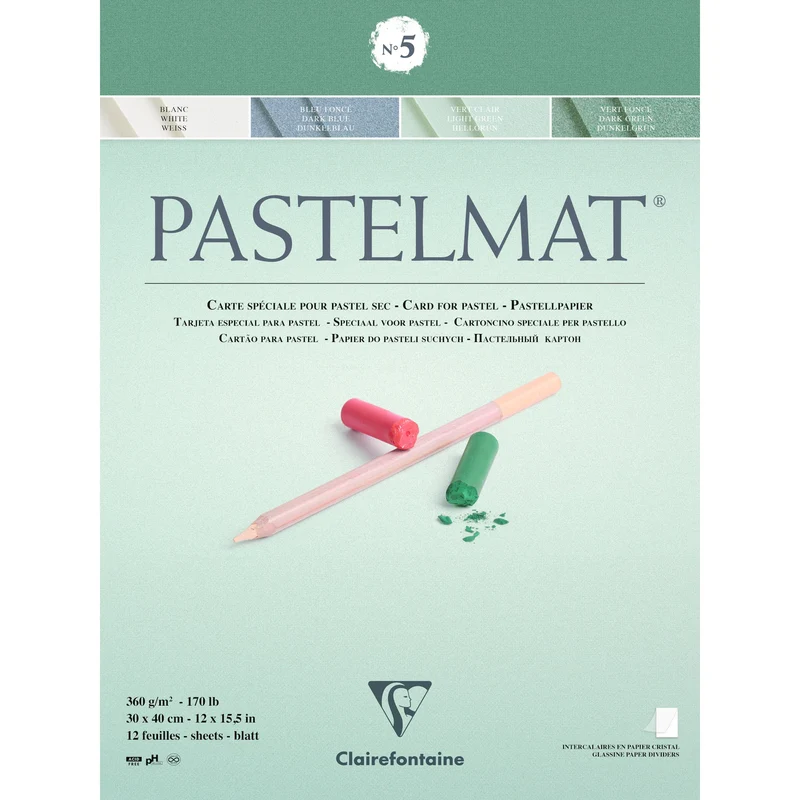 Clairefontaine Pastelmat blok br. 360 g 12L x 30 cm lijepljeni