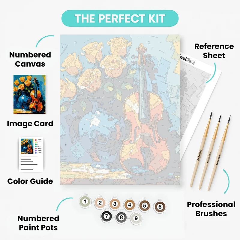 Yellow Roses and Violin - Paint by Numbers Kit