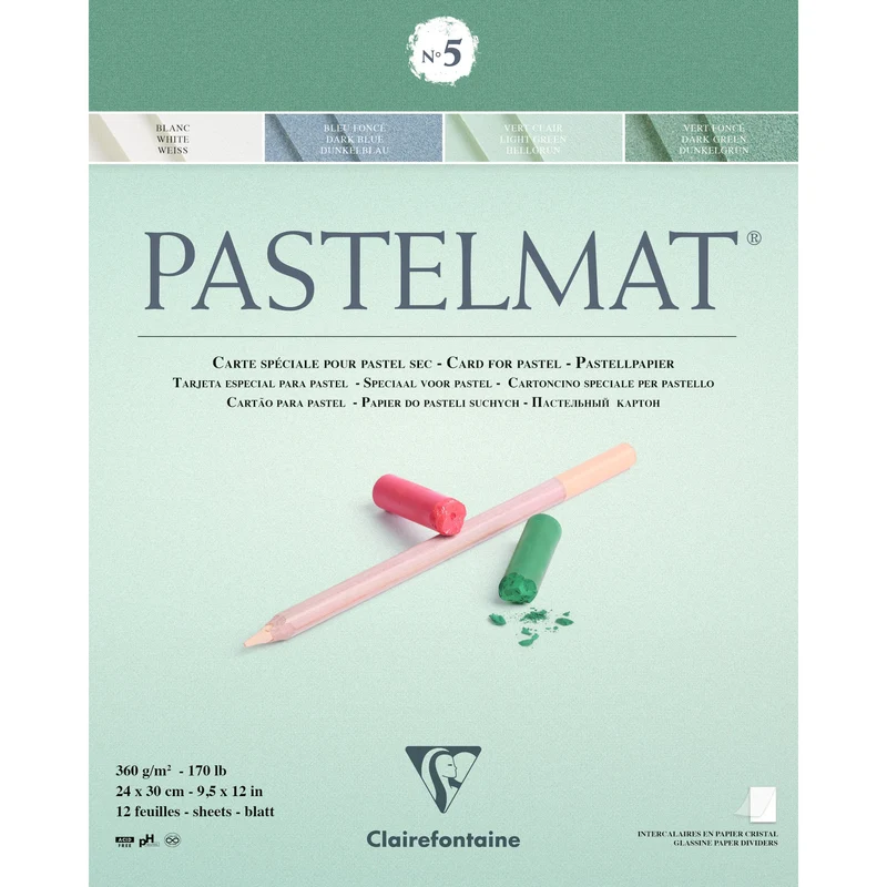Clairefontaine Pastelmat blok č. 360 g 12L x 30 cm lepený