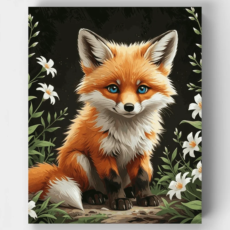 Enchanted Fox in Wildflowers - Paint by Numbers Kit