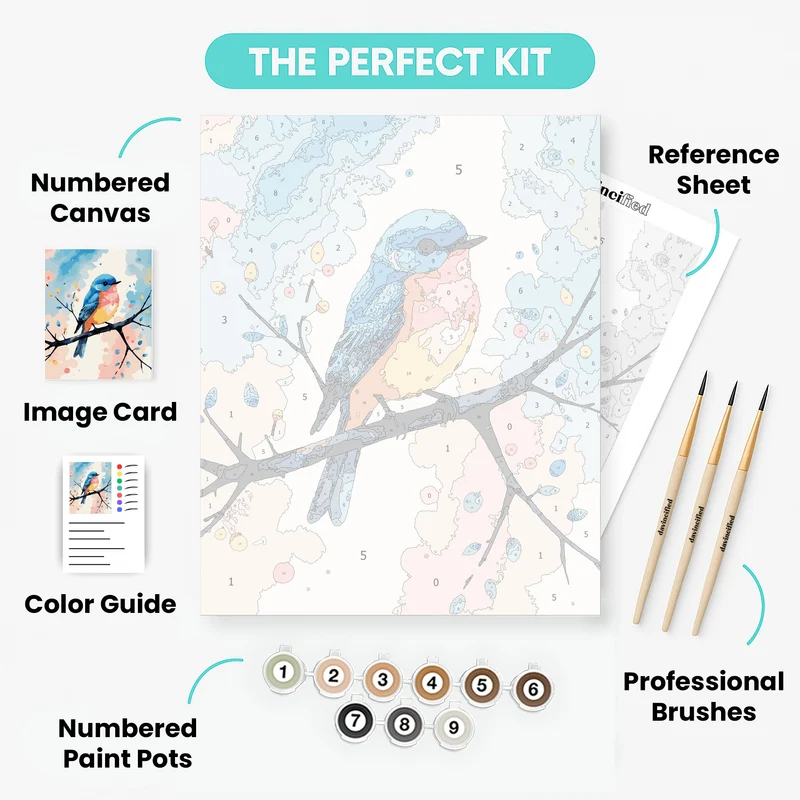 Whimsical Blue Bird - Paint by Numbers Kit
