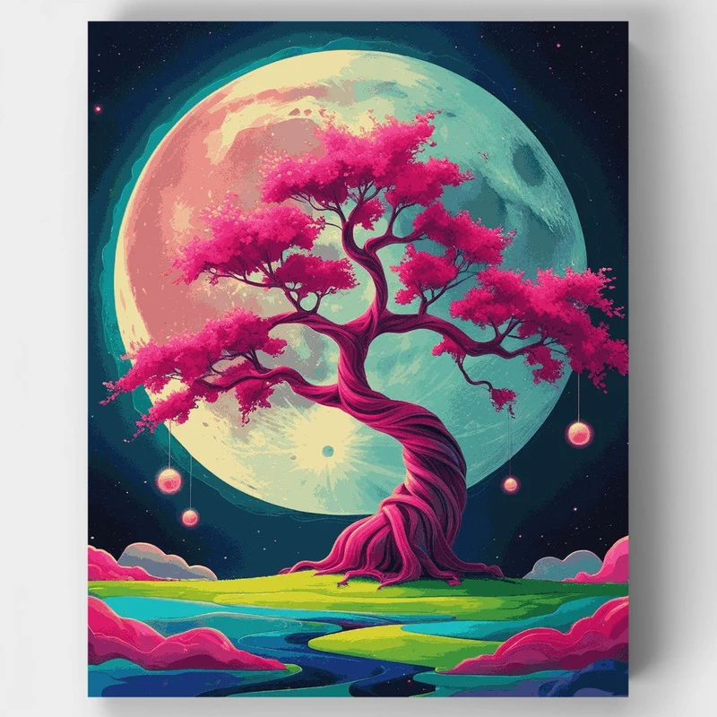 Mystical Cherry Blossom Moon - Paint by Numbers Kit