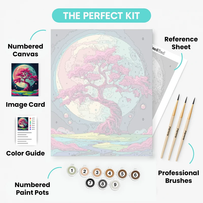 Mystical Cherry Blossom Moon - Paint by Numbers Kit