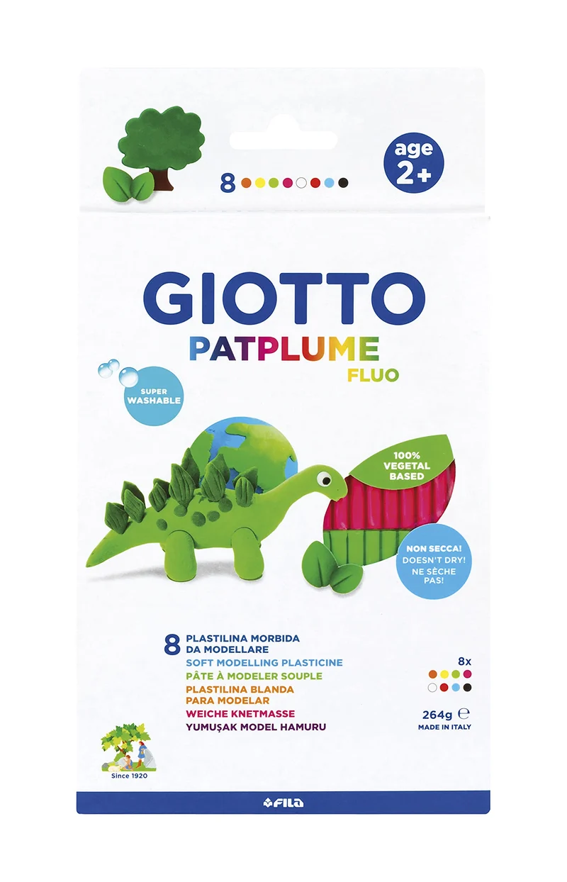 Plastelína GIOTTO Patplume neónové farby 8 x 33 g