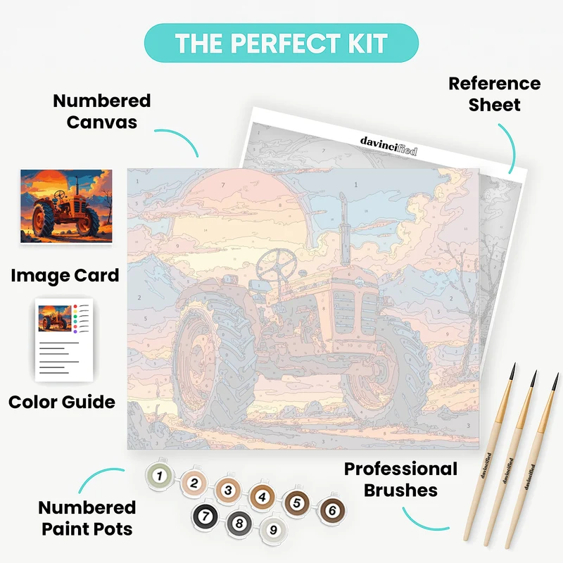 Sunset Tractor - Paint by Numbers Kit