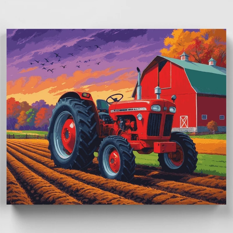 Autumn Farm Tractor - Paint by Numbers Kit