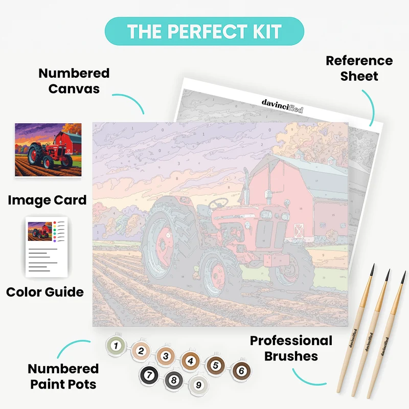 Autumn Farm Tractor - Paint by Numbers Kit