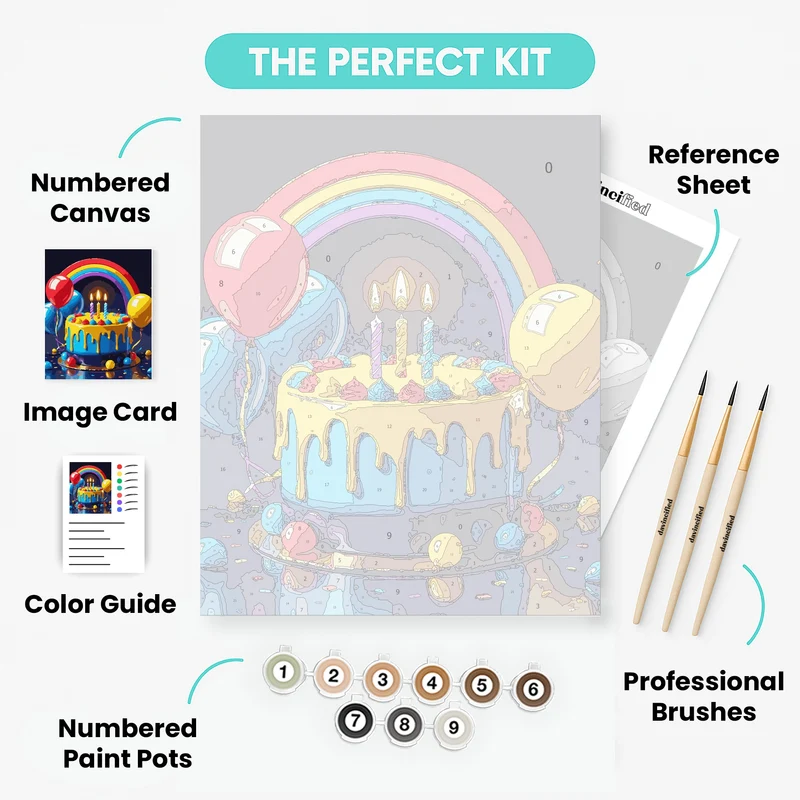 Birthday Rainbow Cake - Paint by Numbers Kit