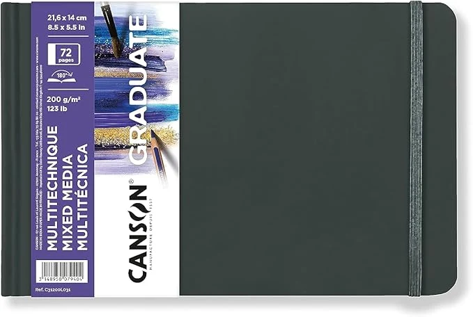 Скицник Canson Graduate Art Book Mix Media 200 g/m², 72 листа, 14 x 21,6 cm, твърди корици