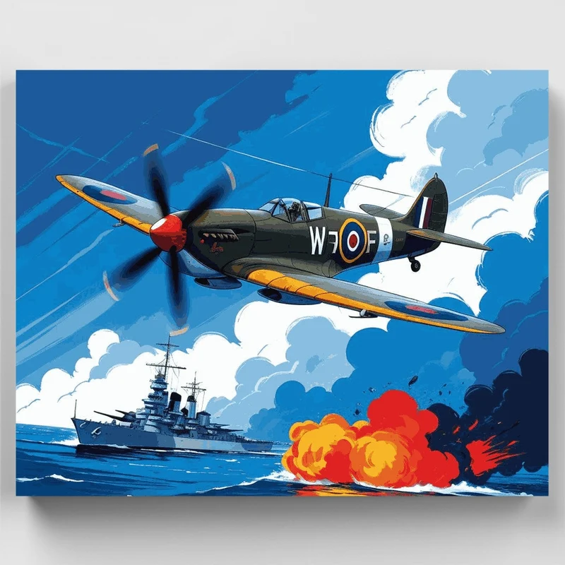 RAF Spitfire Naval Battle - Paint by Numbers Kit