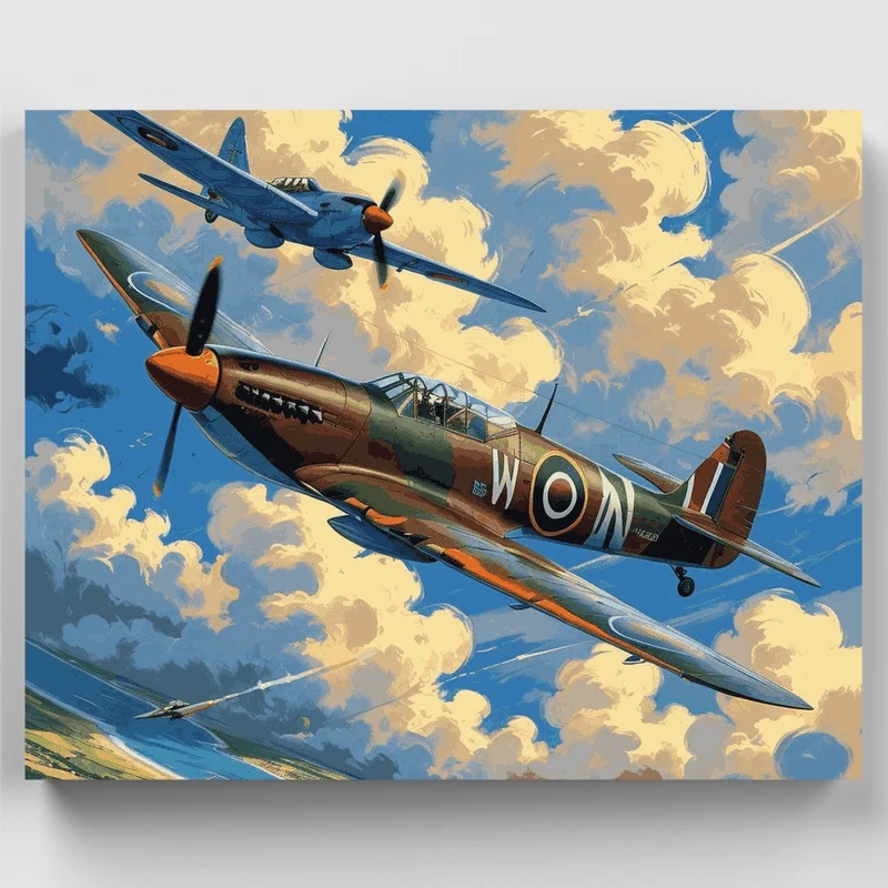 RAF Spitfire Aerial Combat - Paint by Numbers Kit