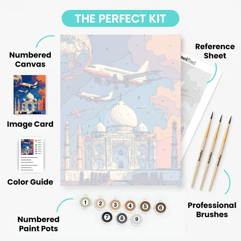 Taj Mahal Airplanes - Paint by Numbers Kit
