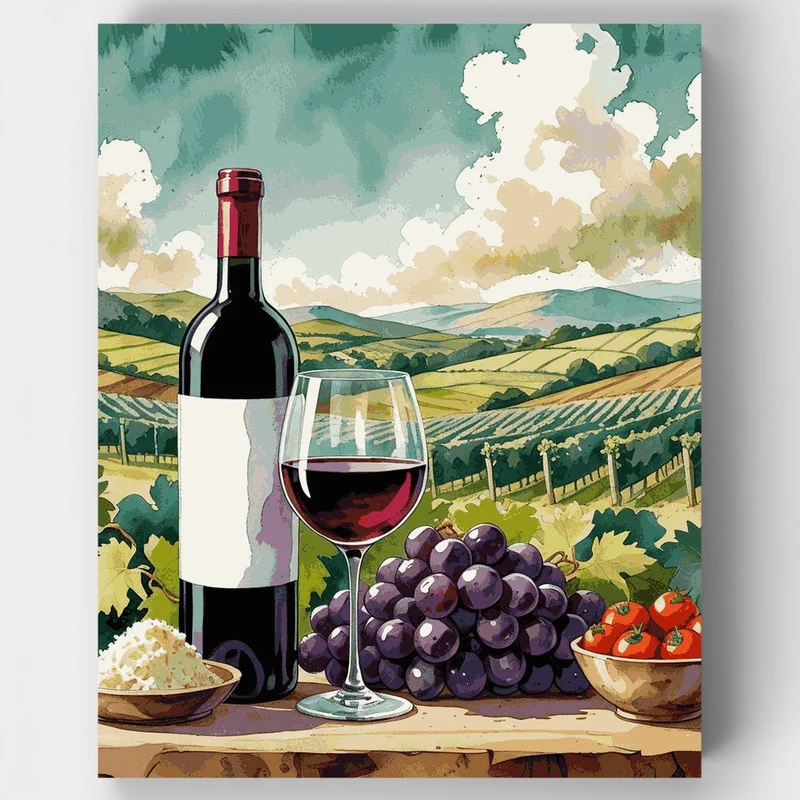 Vineyard Wine and Grapes - Paint by Numbers Kit