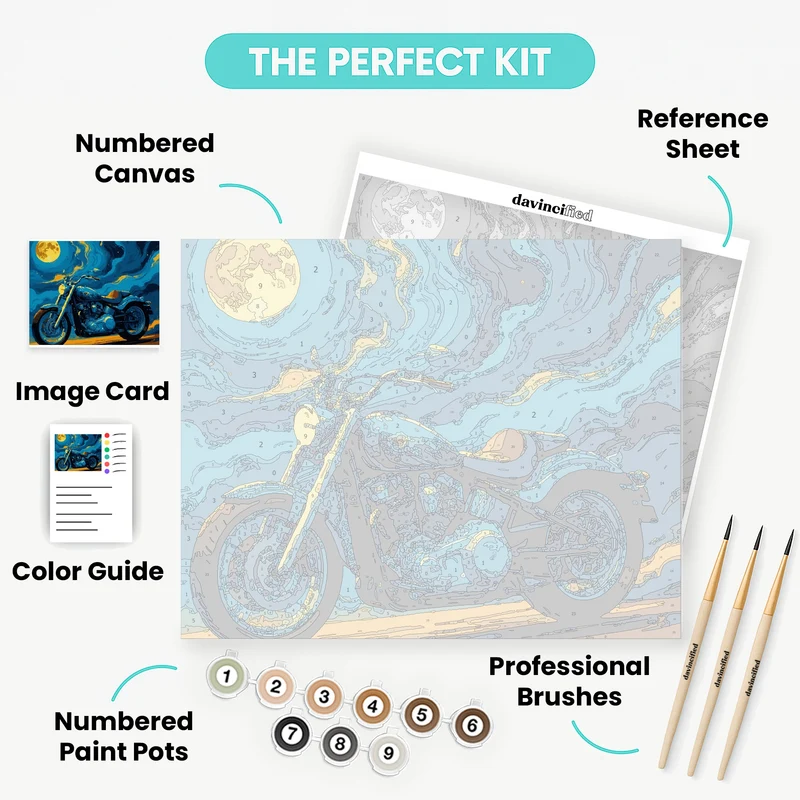 Moonlit Motorcycle - Paint by Numbers Kit